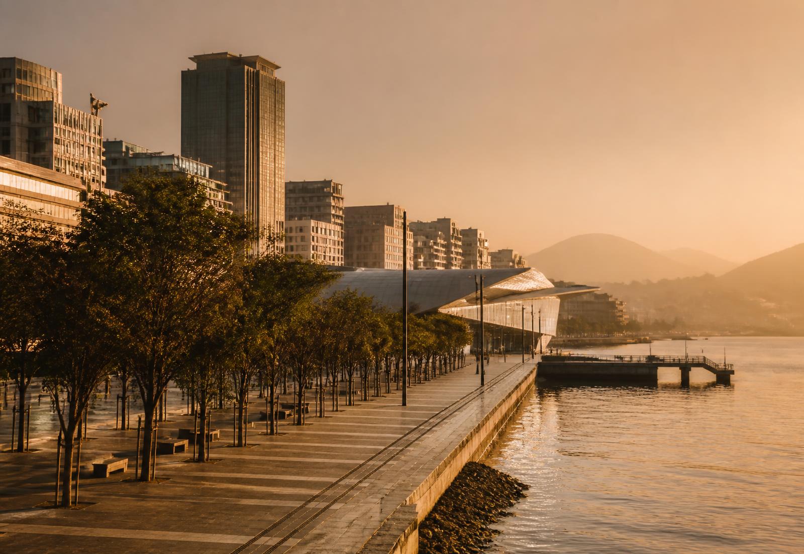 Orla do Porto Maravilha no Rio de Janeiro durante o fim da tarde